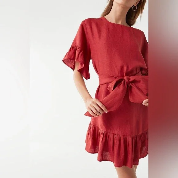 Urban Outfitters | Dresses | Uo Urban Outfitters Red Linen Dress | Poshmark